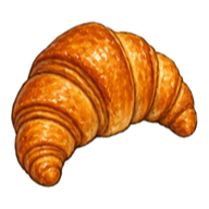 A smiling illustrated croissant